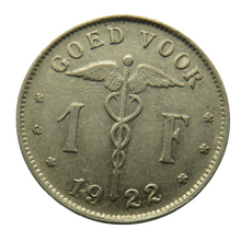 Load image into Gallery viewer, 1922 Belgium One Franc Coin
