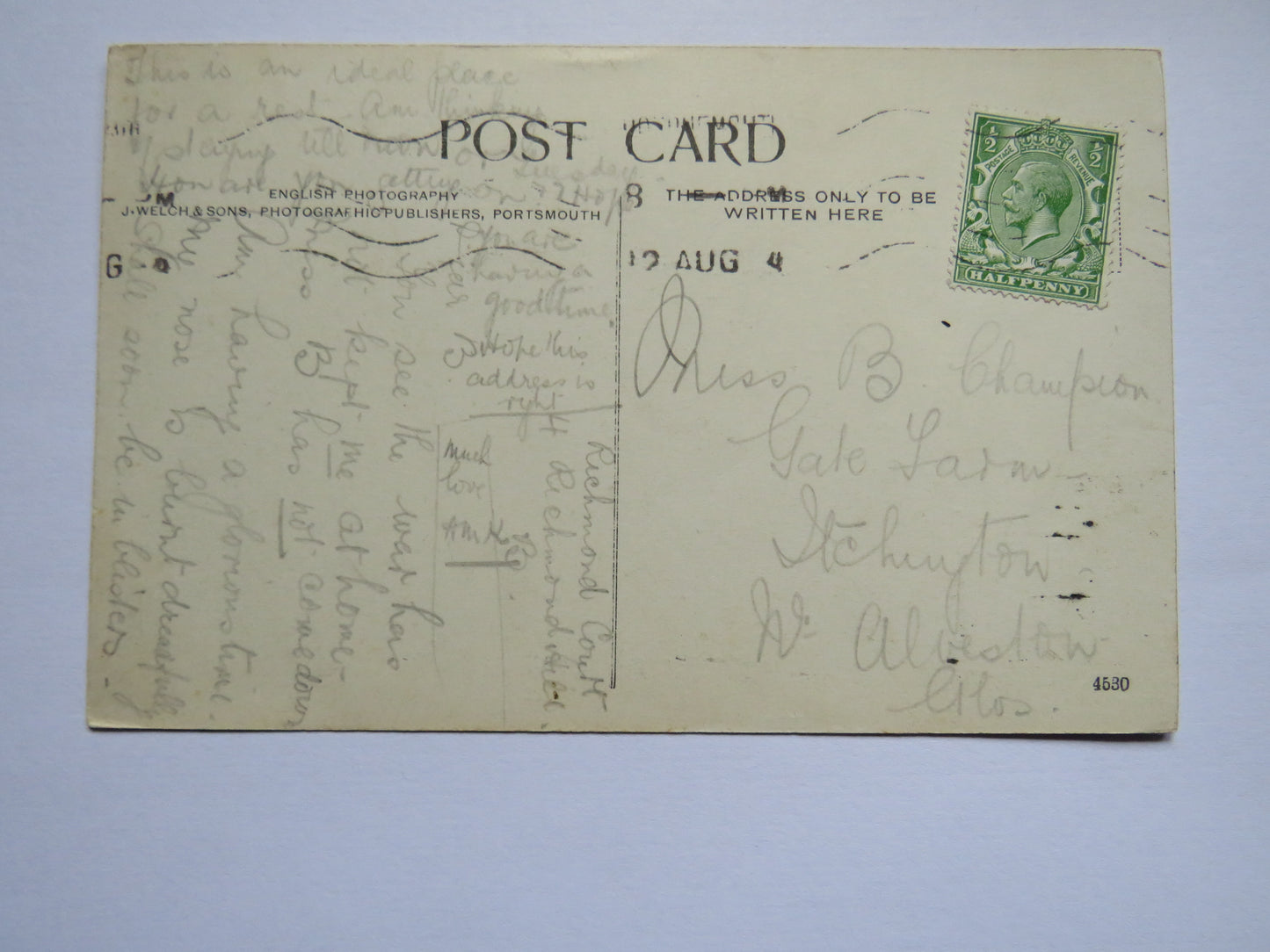Vintage Postcard of the Prier Approach & West Cliff, Bournemouth