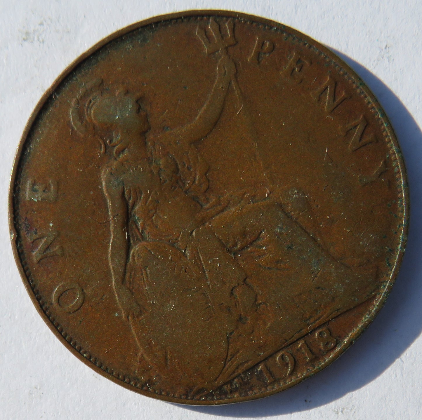 1918-KN King George V One Penny Coin - Great Britain