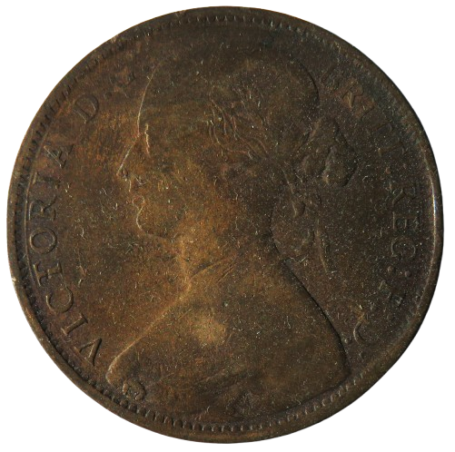 1870 Queen Victoria Bun Head One Penny Coin - Great Britain