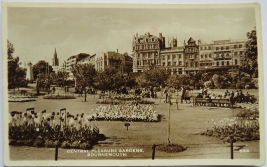 Vintage Postcard of Central Pleasure Gardens, Bournemouth