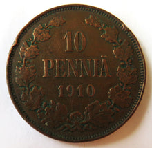 Load image into Gallery viewer, 1910 Finland 10 Pennia Coin
