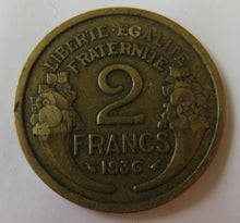 Load image into Gallery viewer, 1936 France 2 Francs Coin
