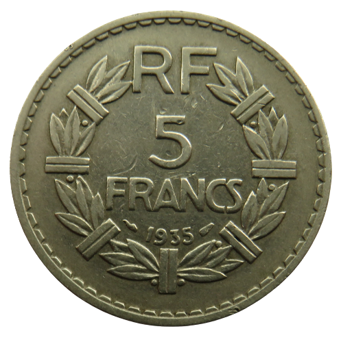 1935 France 5 Francs Coin