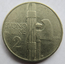 Load image into Gallery viewer, 1924 Italy 2 Lire Coin
