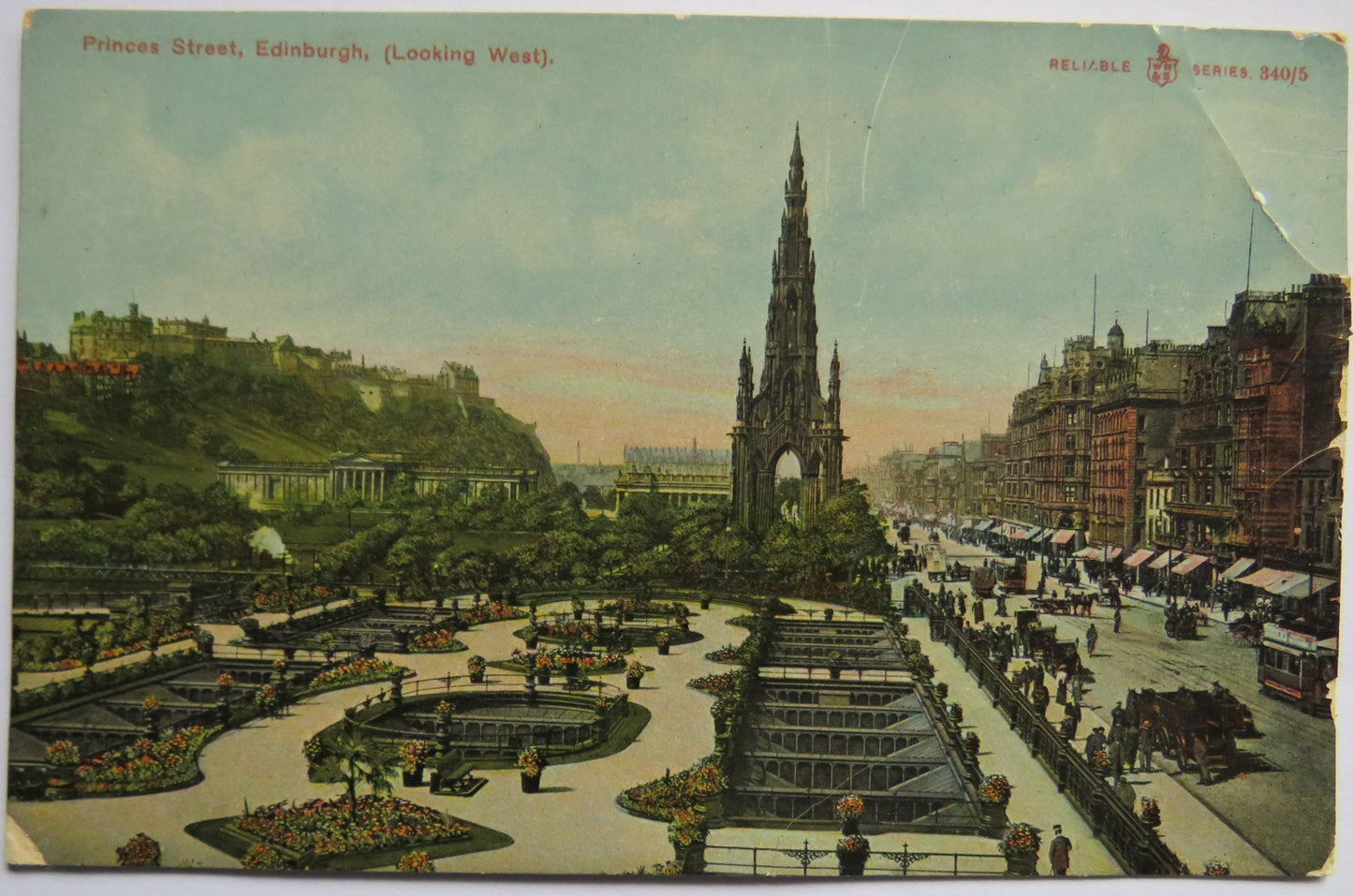 Vintage Postcard of Princes Street, Edinburgh (Looking West)