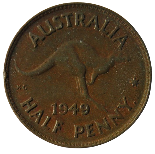 1949 King George VI Australia Halfpenny Coin