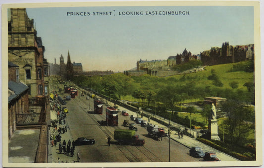 Vintage Postcard of Princes Street, Looking East, Edinburgh