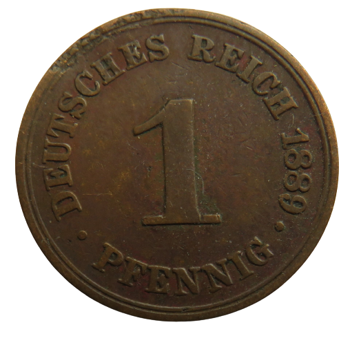 1889-A Germany One Pfennig Coin