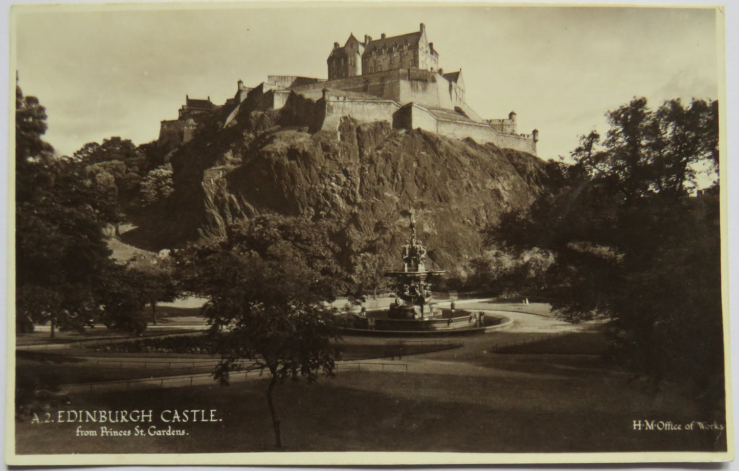 Vintage Postcard of Edinburgh Castle, from Princes St. Gardens