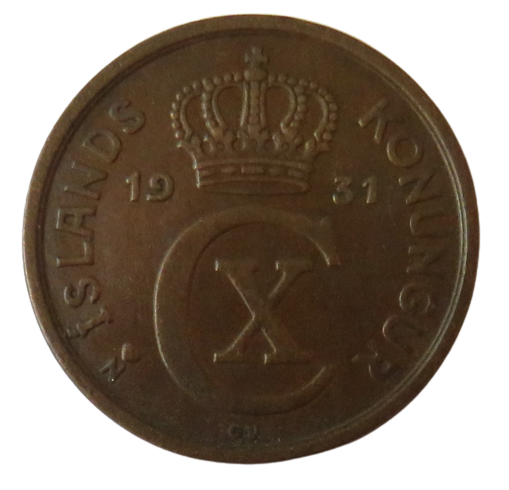 1931 Iceland 2 Aurar Coin