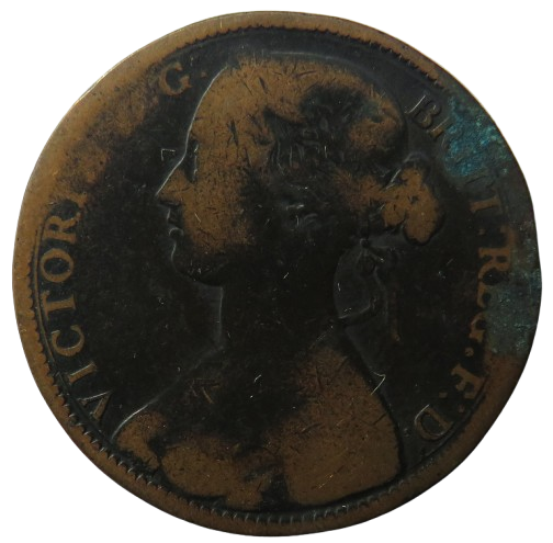 1862 Queen Victoria One Penny Coin - Great Britain