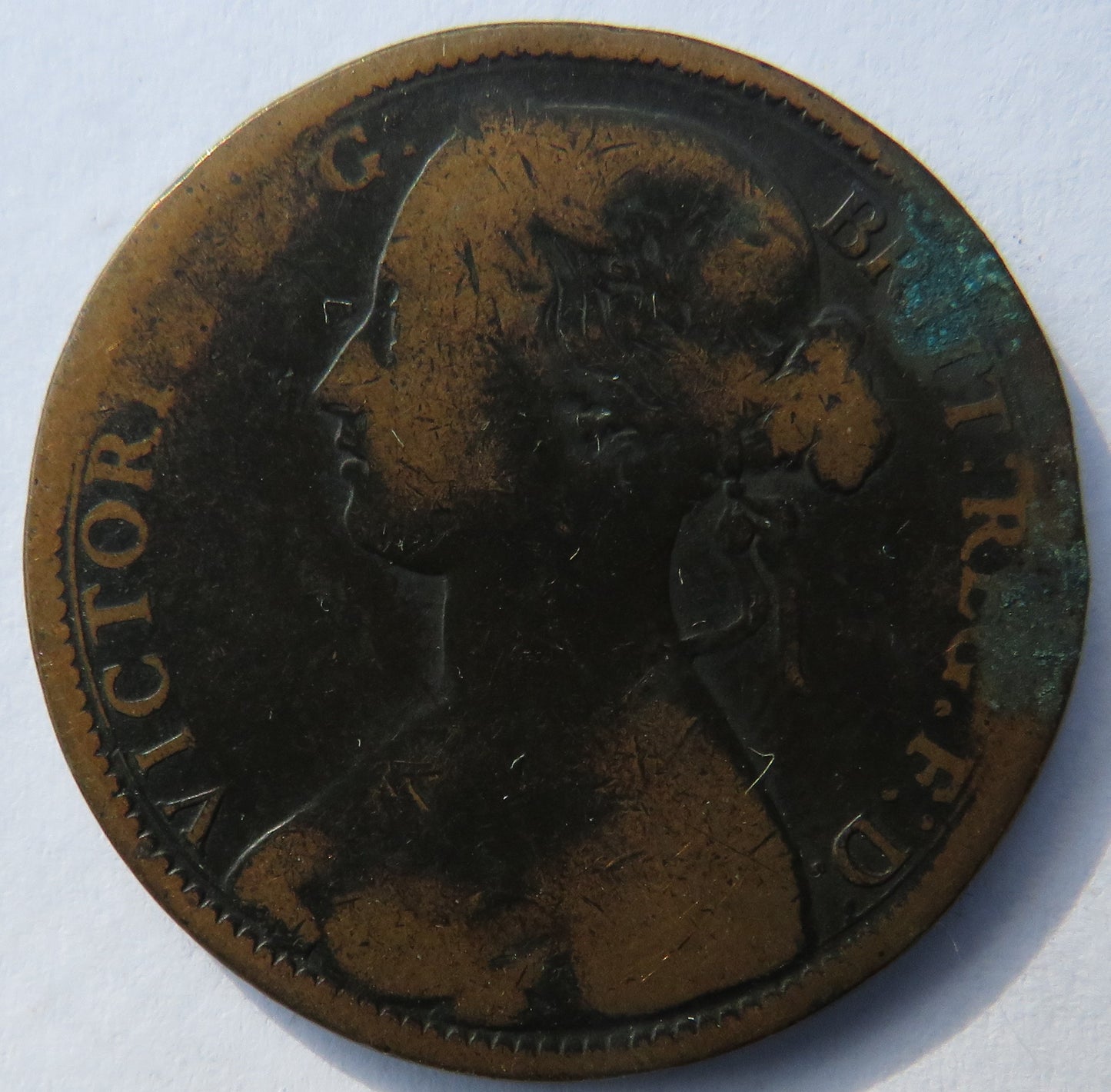 1862 Queen Victoria One Penny Coin - Great Britain