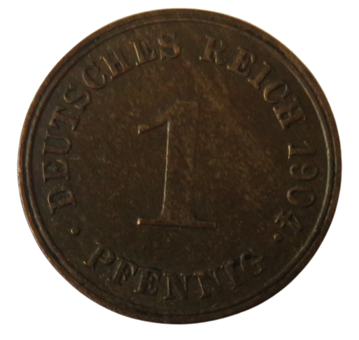 1904-J Germany One Pfennig Coin