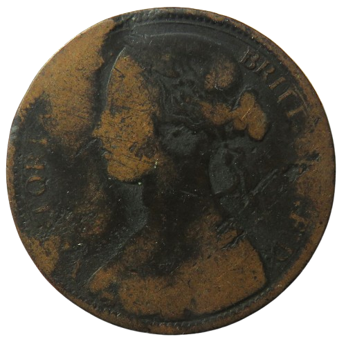 1862 Queen Victoria One Penny Coin - Great Britain