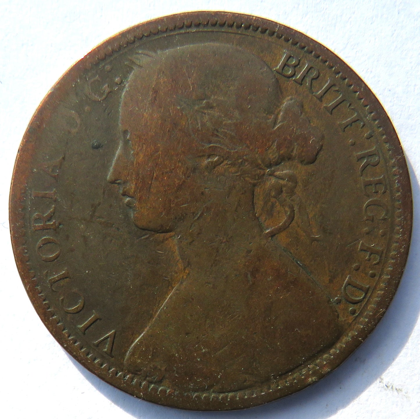 1867 Queen Victoria One Penny Coin - Great Britain