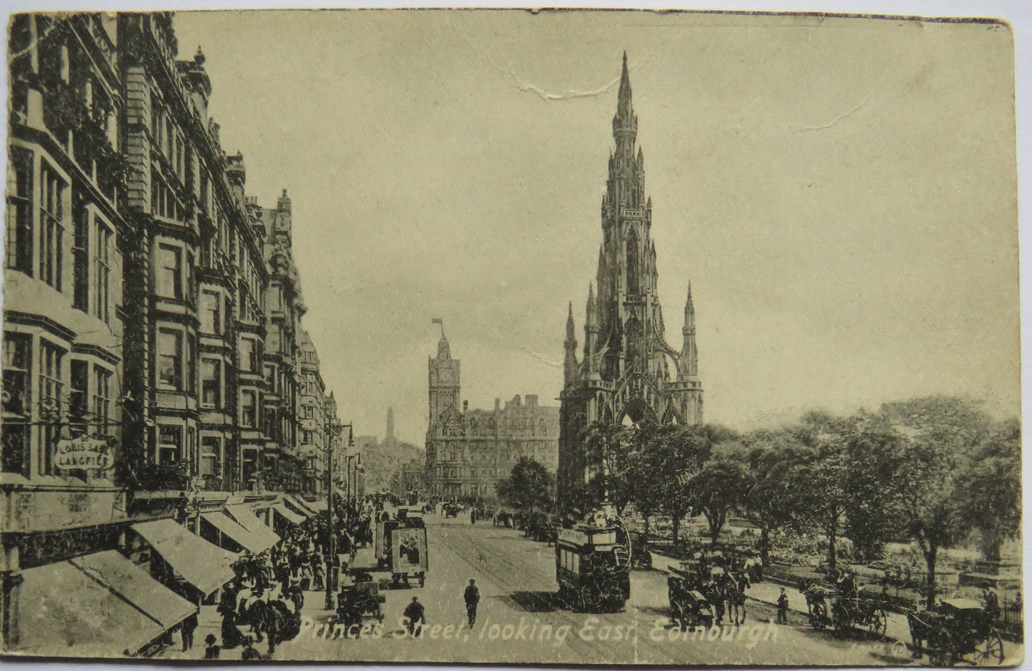 Vintage Postcard of Princes Street, Looking East, Edinburgh