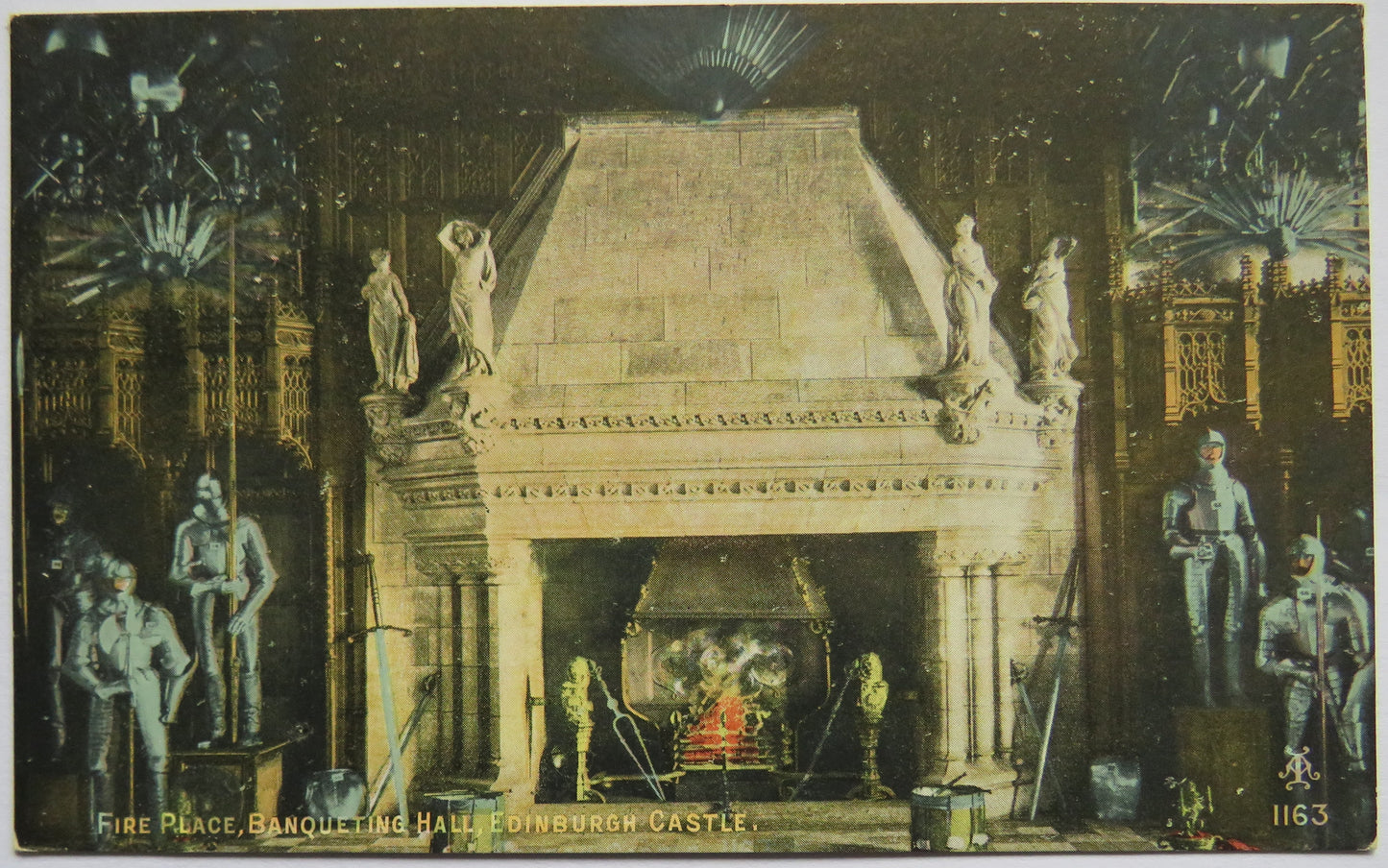 Vintage Postcard of Fire Place, Banqueting Hall, Edinburgh Castle