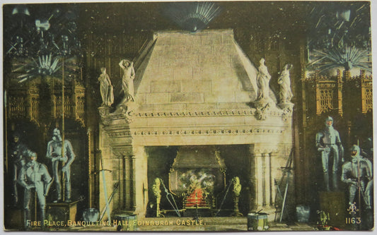 Vintage Postcard of Fire Place, Banqueting Hall, Edinburgh Castle