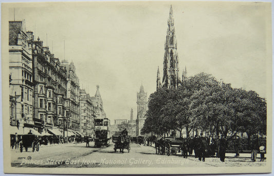 Vintage Postcard of Princes Street East from National Gallery, Edinburgh