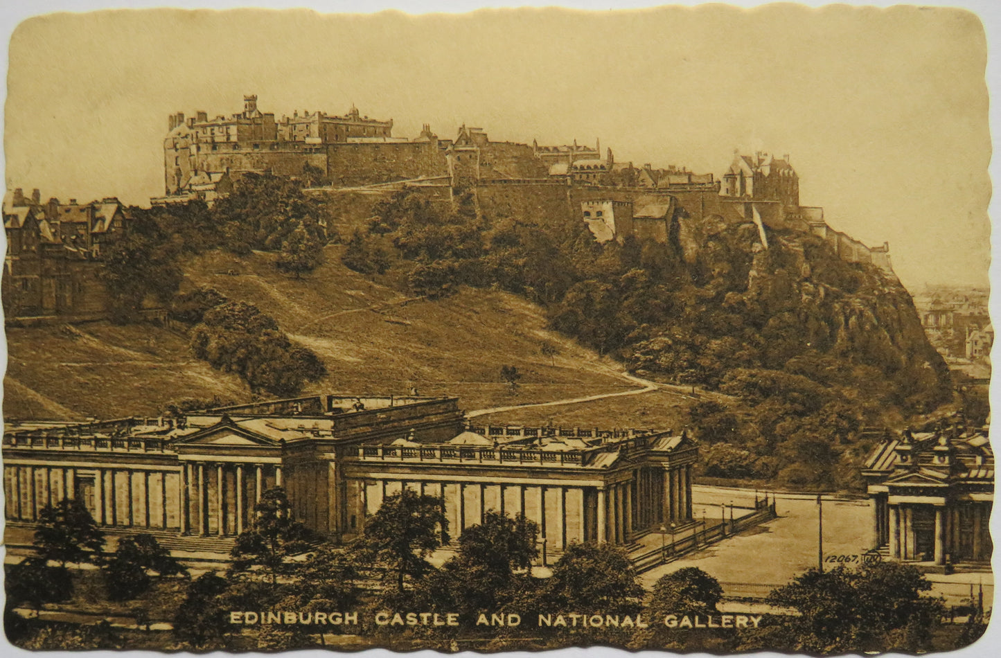 Vintage Postcard of Edinburgh Castle and National Gallery