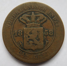 Load image into Gallery viewer, 1858 Netherlands East Indies 2 &amp; 1/2 Cent Coin
