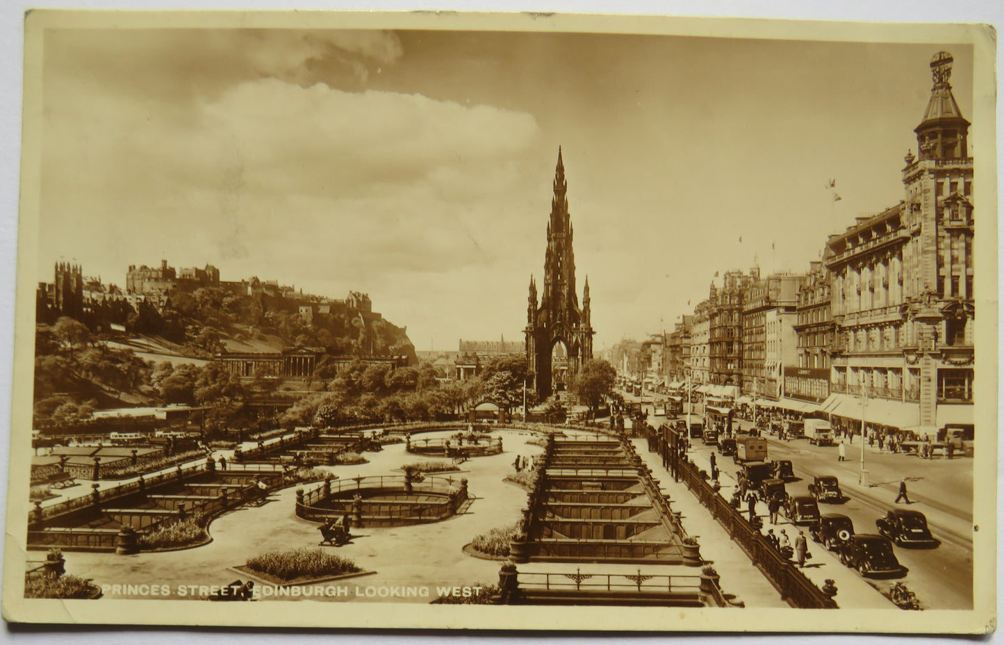 Vintage Postcard of Princes Street, Edinburgh Looking West, 1942