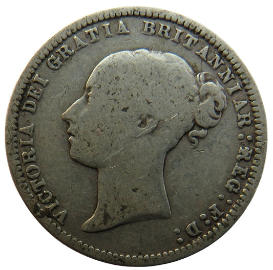 1875-Die 74 Queen Victoria Young Head Silver Sixpence Coin - Great Britain