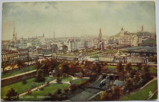 Vintage Postcard of View from the Castle, Edinburgh