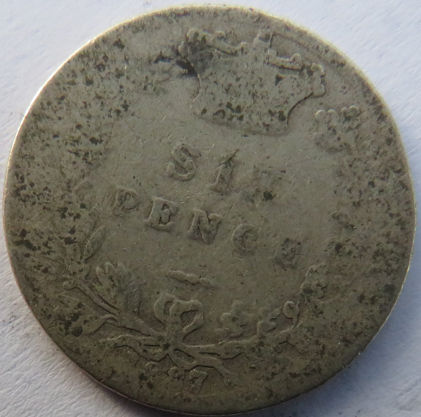 1887 Queen Victoria Young Head Silver Sixpence Coin - Great Britain