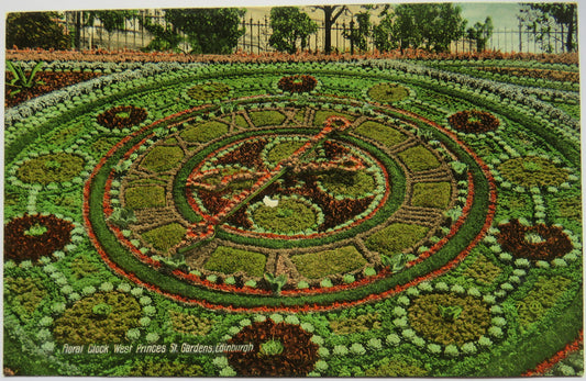 Vintage Postcard of Floral Clock, West Princes St. Gardens, Edinburgh