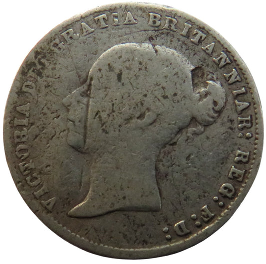 1866 Die 30 Queen Victoria Young Head Silver Sixpence Coin - Great Britain