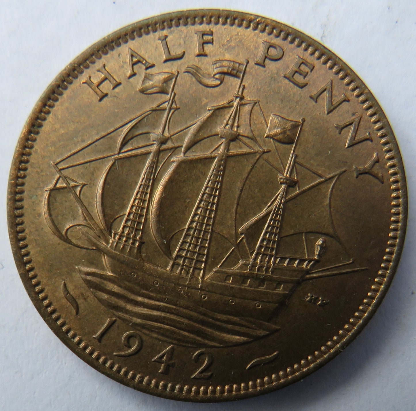 1942 King George VI Halfpenny Coin Unc - Great Britain