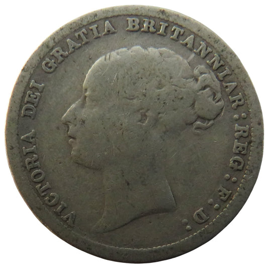 1883 Queen Victoria Young Head Silver Sixpence Coin - Great Britain