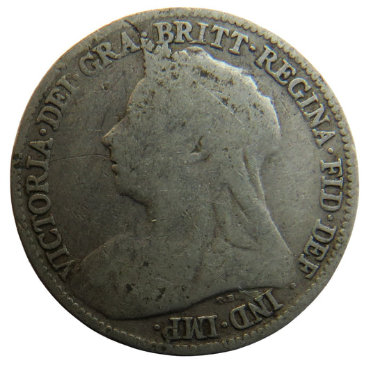 1897 Queen Victoria Silver Sixpence Coin - Great Britain
