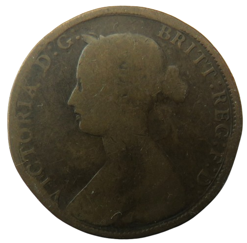 1861 Queen Victoria Bun Head Halfpenny Coin - Great Britain