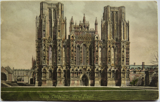 Vintage Postcard of Wells Cathedral, West Front