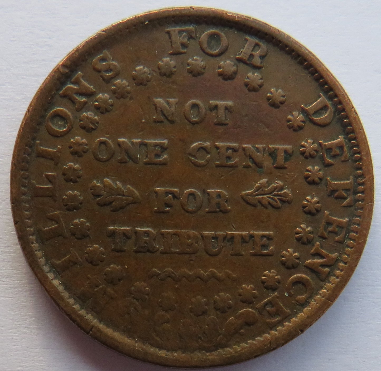 1841 US Hard Times Token Webster Credit Currency Millions For Defence