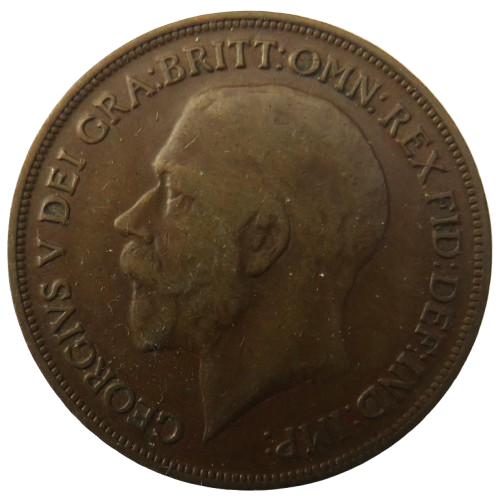 1919 King George V One Penny Coin - Great Britain
