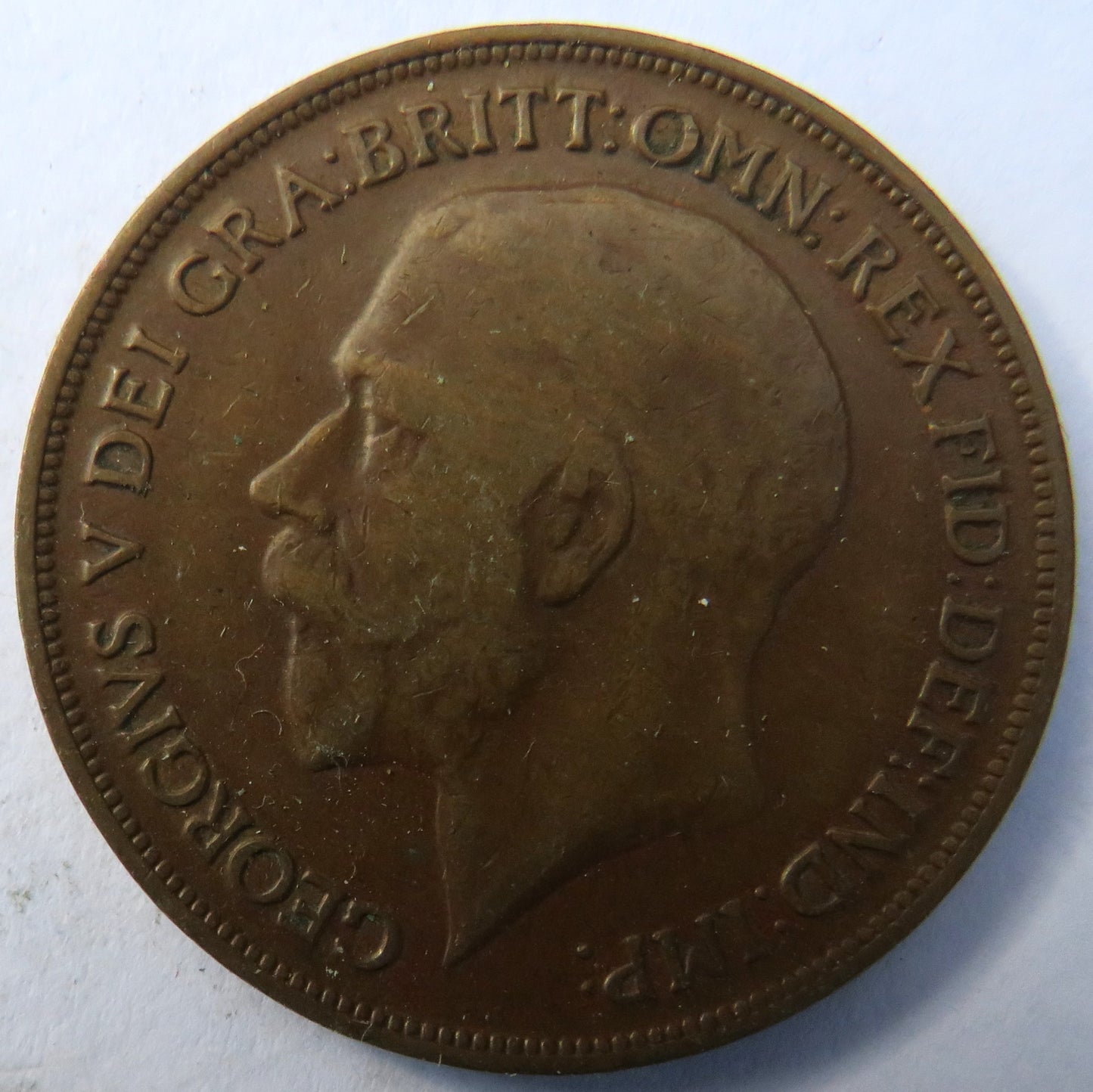 1919 King George V One Penny Coin - Great Britain