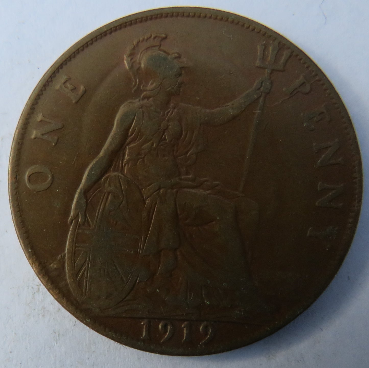 1919 King George V One Penny Coin - Great Britain