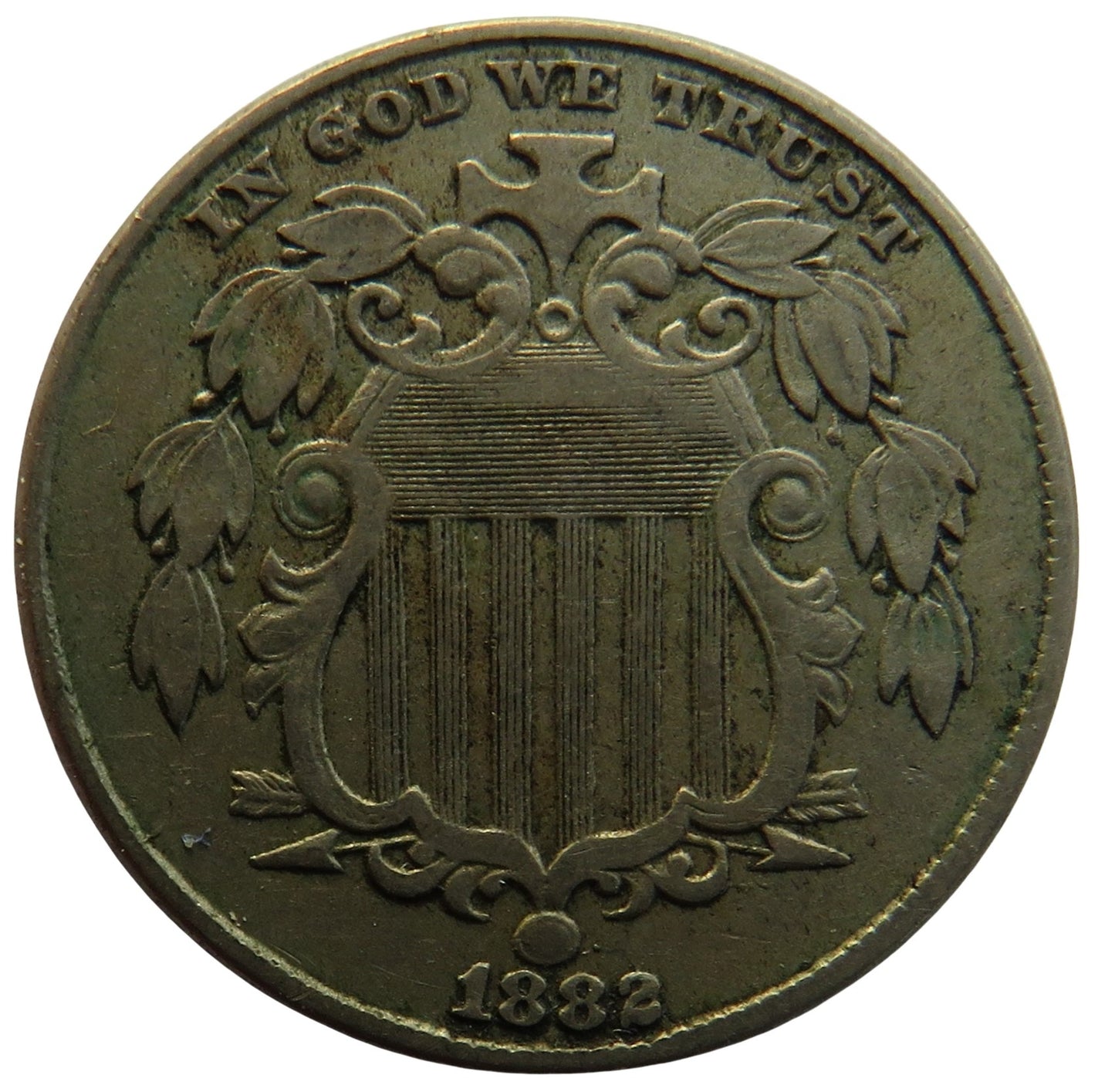 1882 USA Shield Nickel 5 Cents Coin