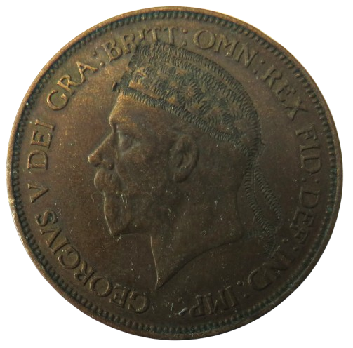 1928 One Penny Coin With Graffiti / Engraving On King George V - Great Britain