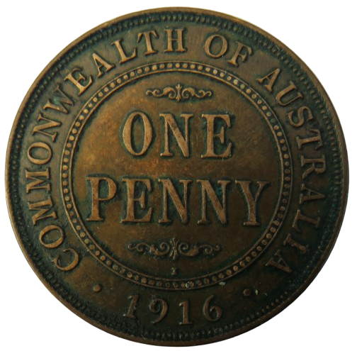 1916-I King George V Australia One Penny Coin