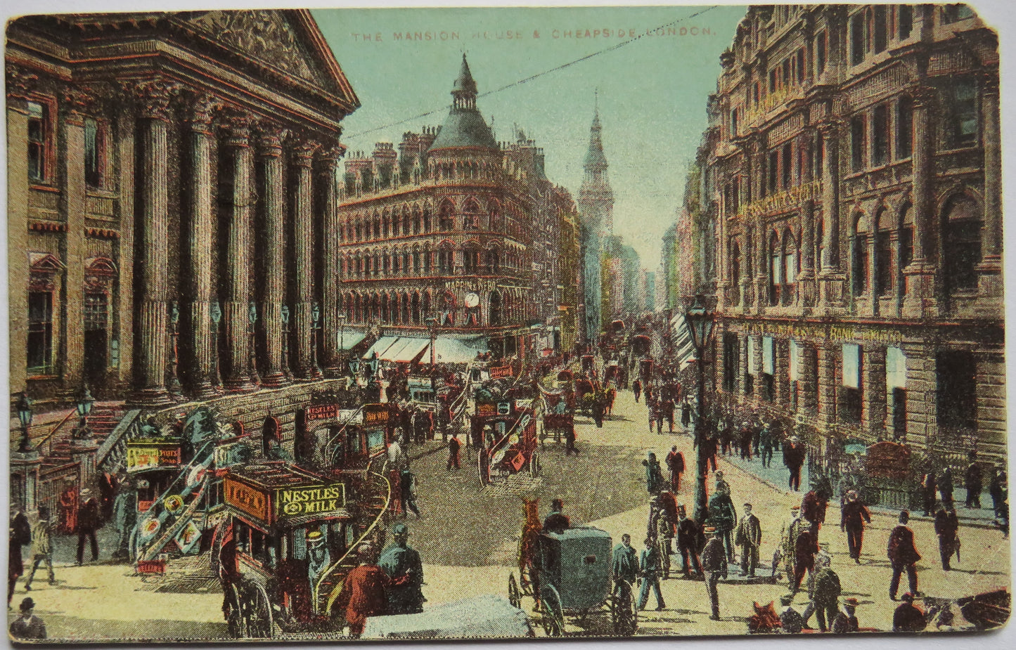 Vintage Postcard of The Mansion House & Cheapside London, 1906