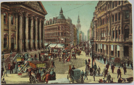 Vintage Postcard of The Mansion House & Cheapside London, 1906