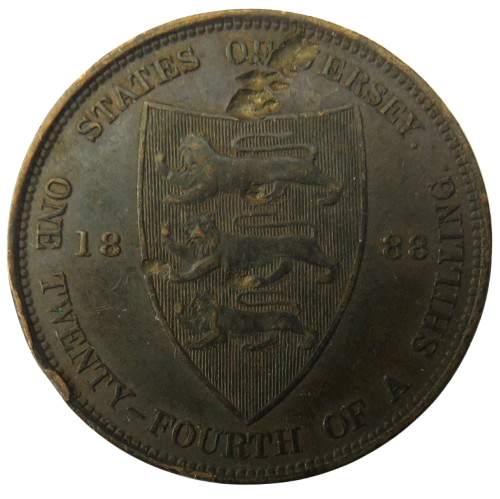 1888 Queen Victoria States of Jersey 1/24th of a Shilling Coin