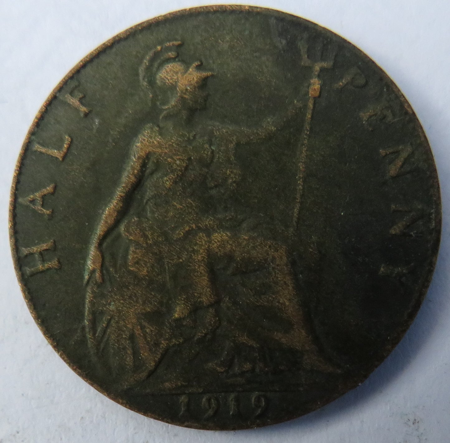1919 King George V Halfpenny Coin - Great Britain