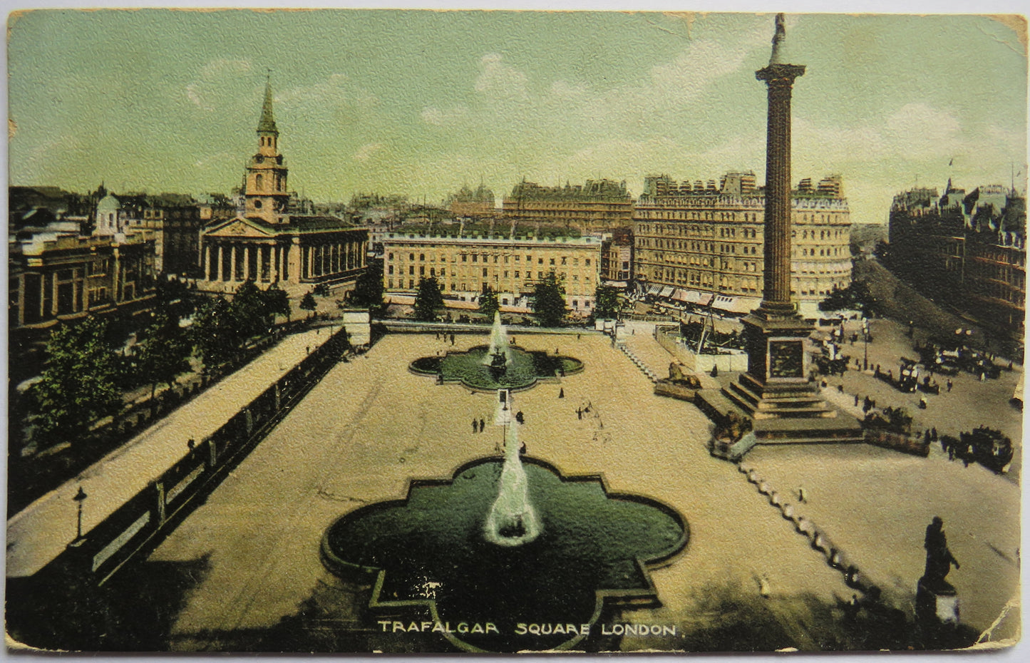Vintage Postcard of Trafalgar Square, London, 1905