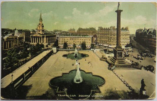 Vintage Postcard of Trafalgar Square, London, 1905